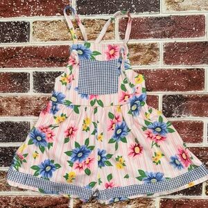 Vintage Floral shortalls overalls romper 4t 20” sts girls